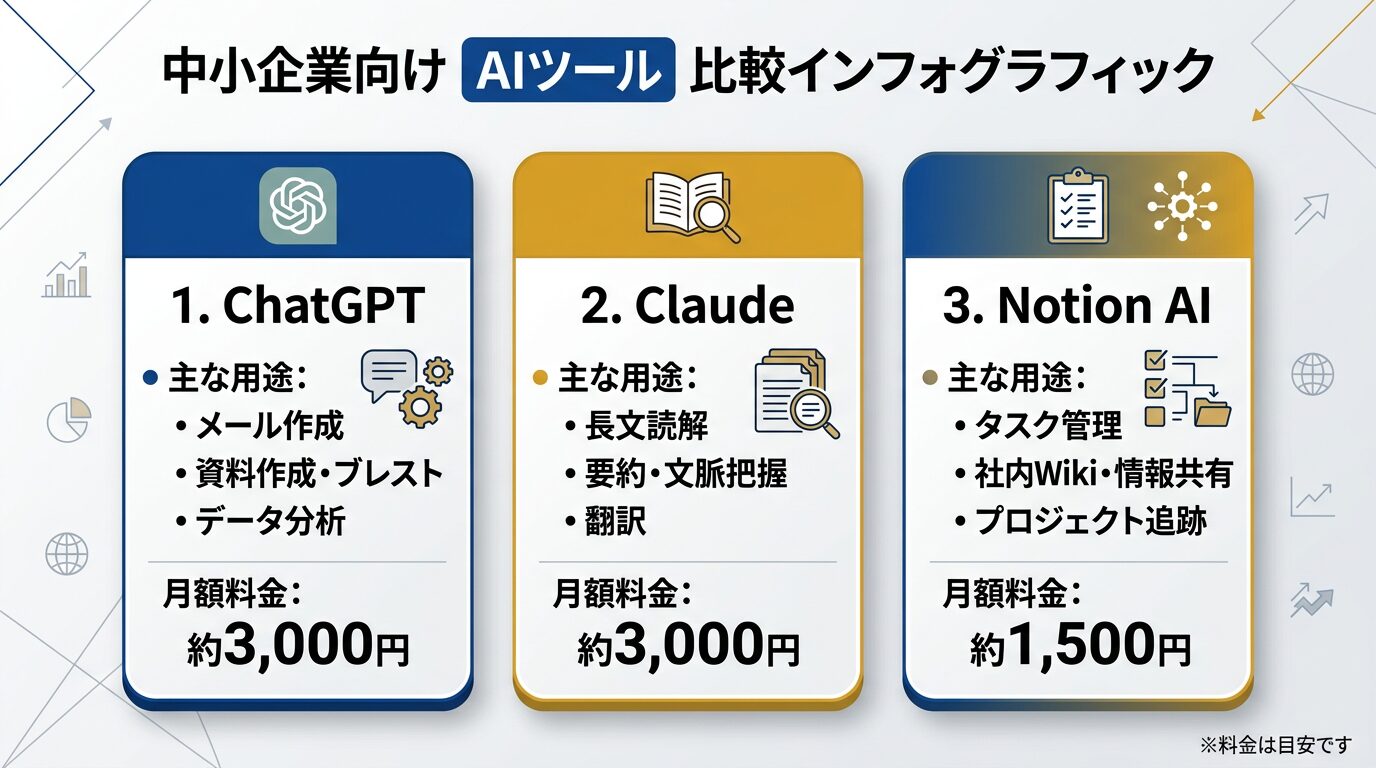 中小企業のAIツール比較表